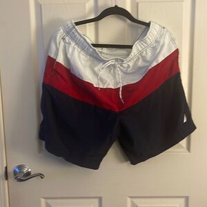 Men’s Nautica bathing suit brand new with tags red white and blue stripes